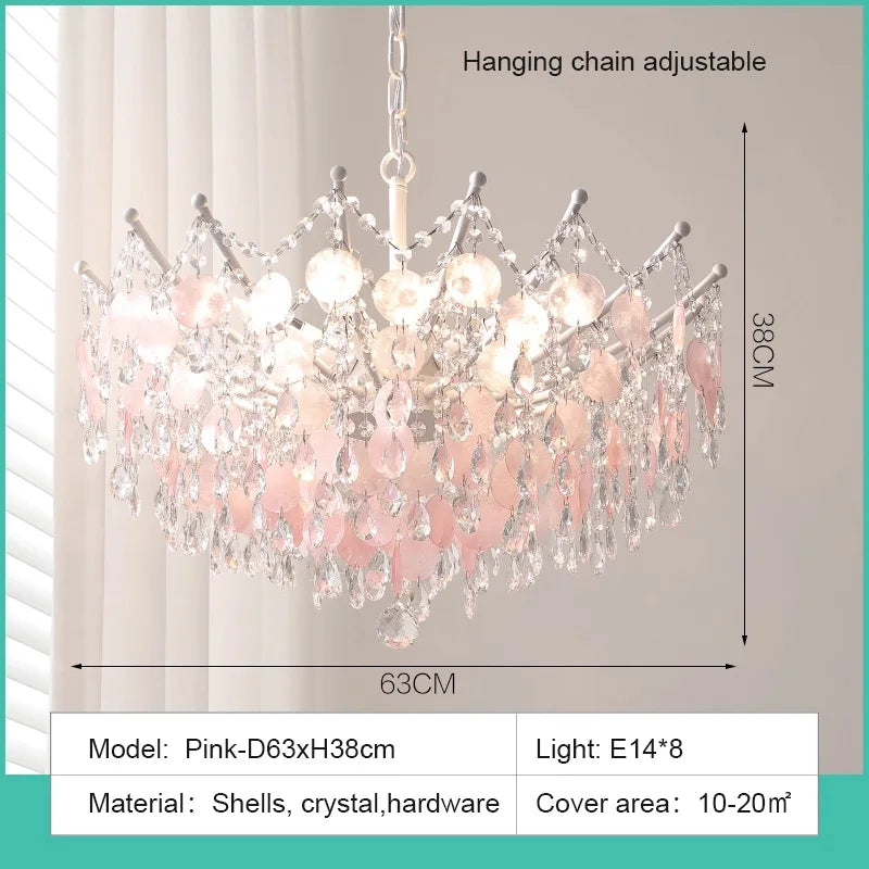 LED French Medieval Pendant Light Style Luxury Blue Crystal Chandelier for Villa Living Room Bedroom Hallway Ceiling Lamp