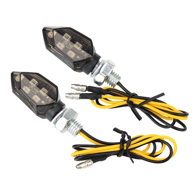 Super Bright Mini LED Motorcycle Turn Signal Lights (2 Pcs) - Universal Amber Blinker Indicator Lamps for Moto & Scooter