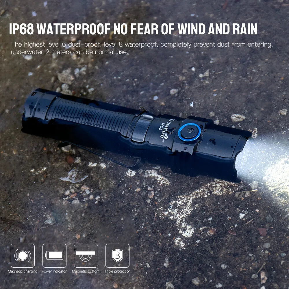 MC5 3300-Lumen EDC Flashlight - Magnetic Rechargeable IP68 Waterproof LED Torch