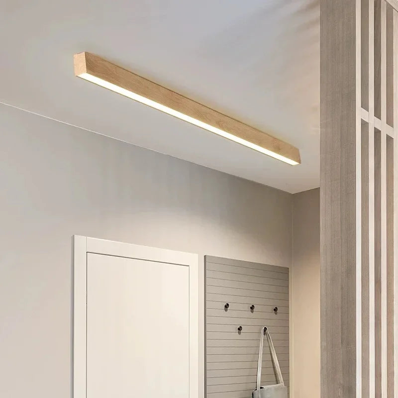 Modern LED Ceiling Lamp for Living Dining Room Long Strip Wooden Decor Lamps Entryway Bedroom Aisle Cloakroom Lighting Fixture
