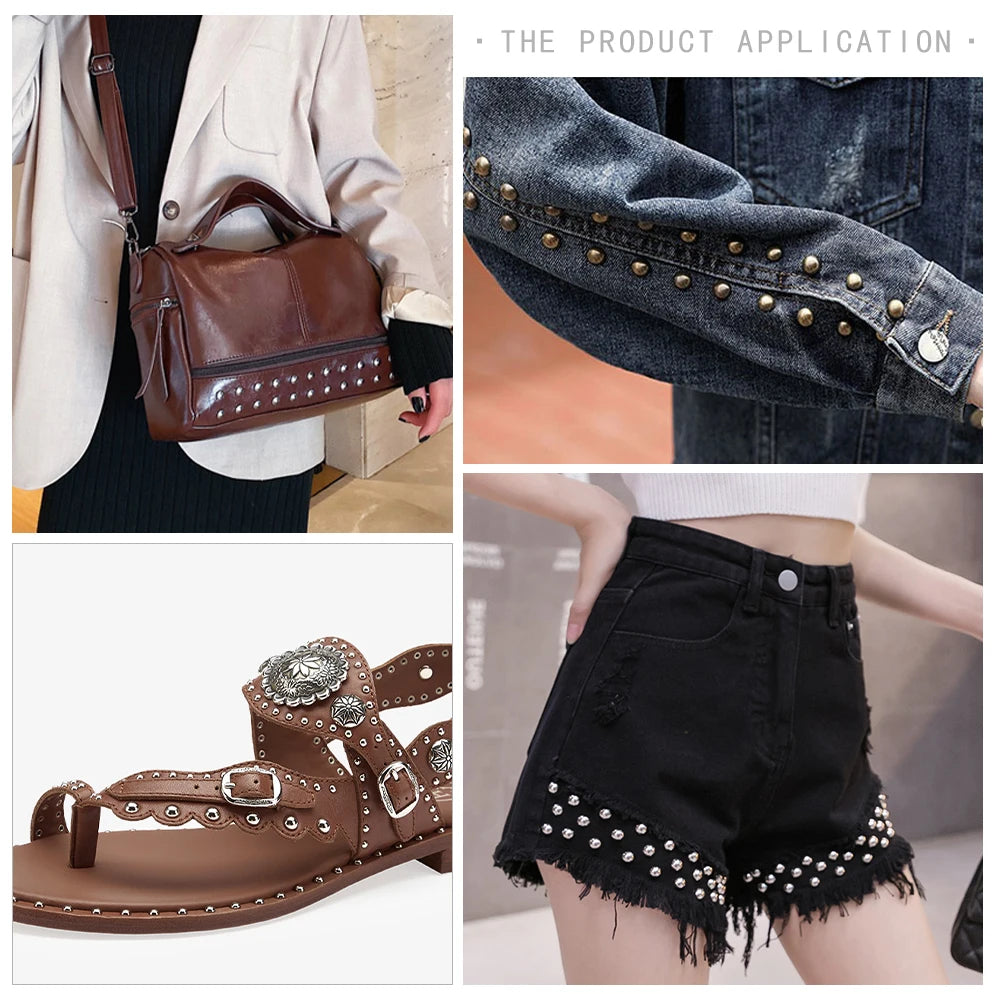 1 PACK Round Copper Dome Rivets Spike Studs Spots Nailhead Punk Rock DIY Leather Craft For Shoes Clothing Bag Parts Decoration