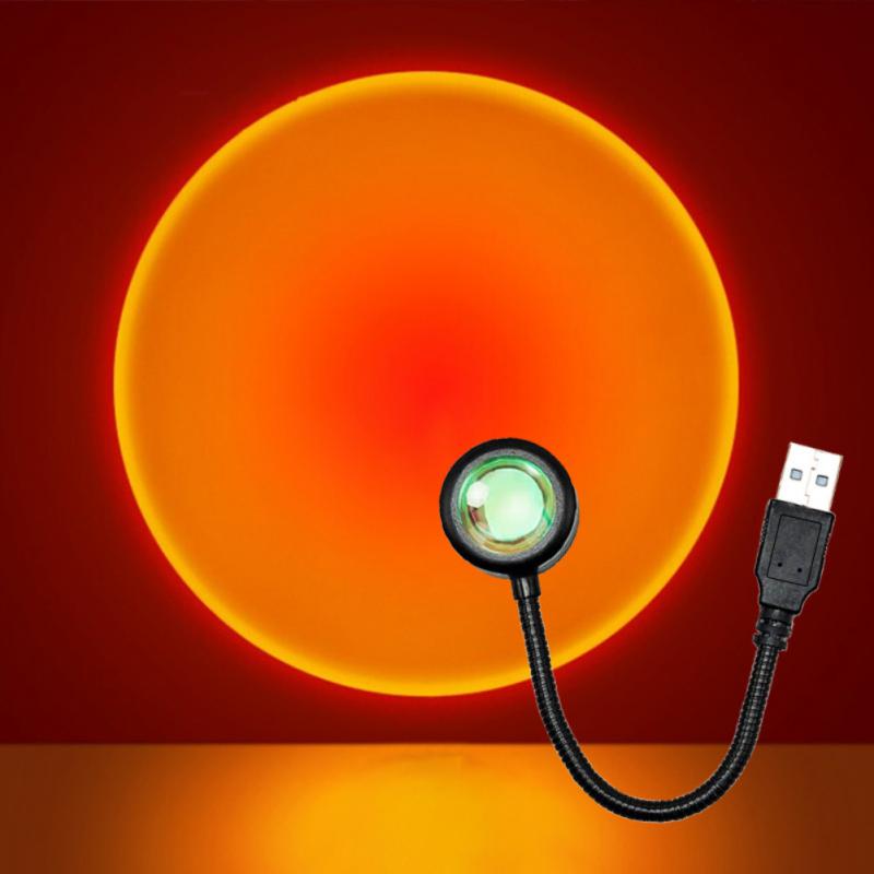 Sunset Lamp LED USB Rainbow Neon Night Light Projector Photography Wall Atmosphere Light For Bedroom Home Room Decors Gift