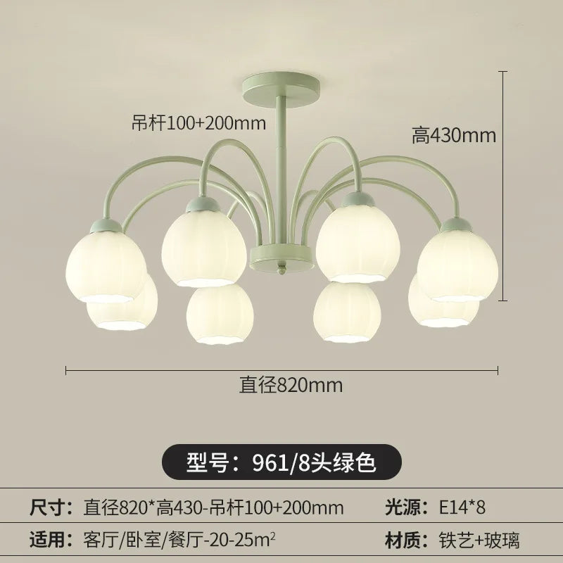 Living Room Chandelier Nordic Match Green Dining Room Light French Pastoral Simple And Warm Bedroom Living Room Lamp