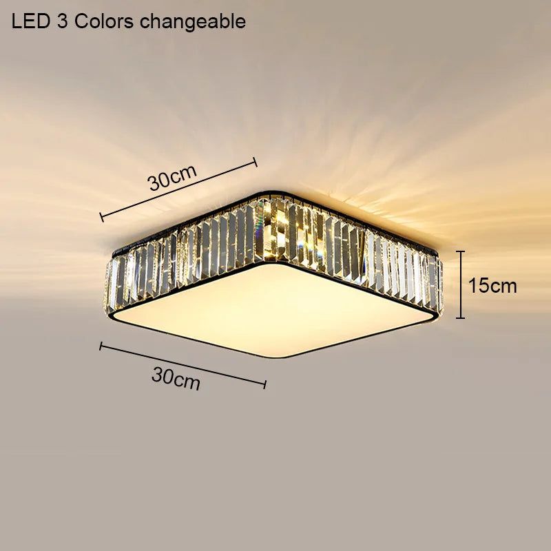 Modern Bedroom Round Square Geometric Shaped Crystal Ceiling Lamp Living Room Light Luxury Simple Design Led Flower Lighting