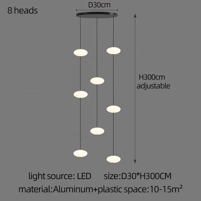 Modern Led staircase chandelier living room hanging light designer Villa duplex building oval string attic pendant lighting