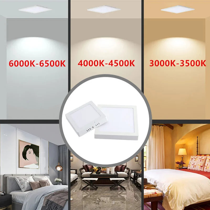White LED SMD2835 Panel Light 6W 12W 18W 24W Surface Mounted LED Ceiling Lights AC85-265V Round Square LED Downlight