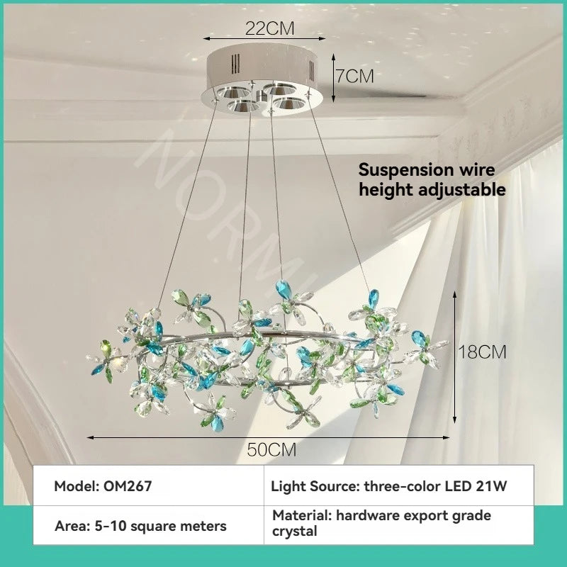 French Luxury Crystal Chandelier Romantic Princess Room Bedroom Master Light High-end Dining Room Crystal Wreath Light Fixture