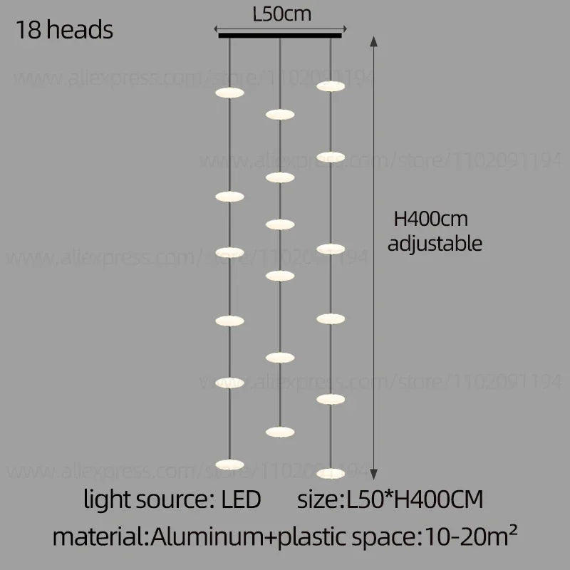 Modern Led staircase chandelier living room hanging light designer Villa duplex building oval string attic pendant lighting