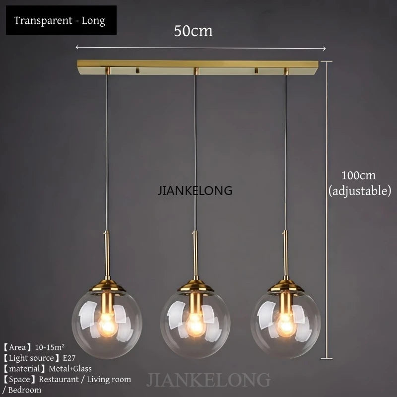 Modern Luxury Glass Chandelier - Nordic Metal LED Pendant Light