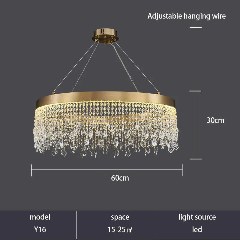 2025 Modern Circular Luxury Crystal Pendant Light Classical Round Chandelier Lighting For Dining Room Living Room Hotel