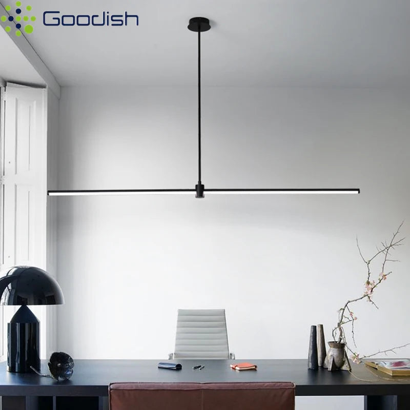 Modern Simplicity Long Linear LED Pendant Lights Strip Hanging Indoor Lamps for Office Table Kitchen Home Decoration Chandelier