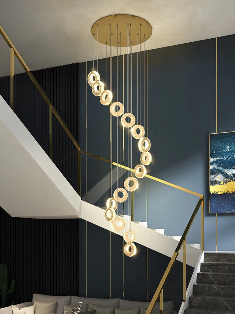 2026 Modern LED Duplex Staircase Chandelier - Living Room Hanging Light