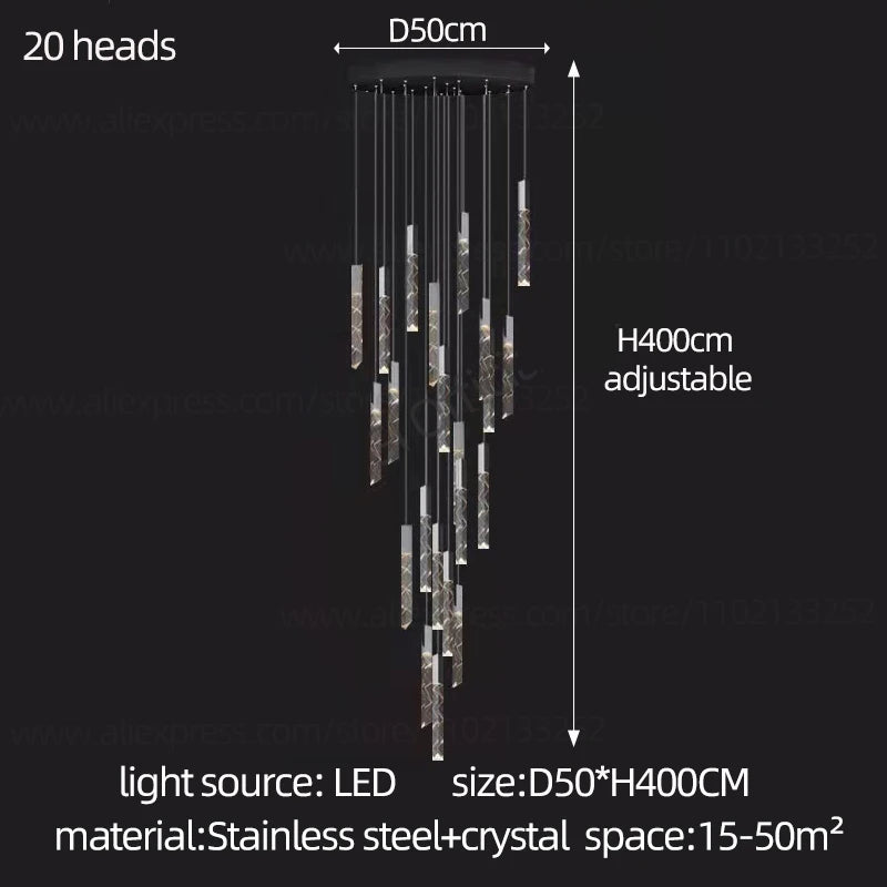 Modern Crystal Pendant Lamp - Luxury LED Hanging Light for Dining Room