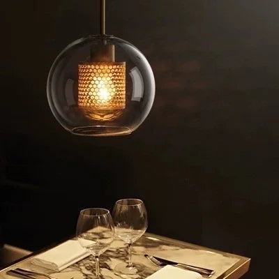 Modern Glass Ball Pendant Lamps Nordic Bedside Kitchen Dining Room Hanging Lights Luminaire Suspension Lighting Golden Designer