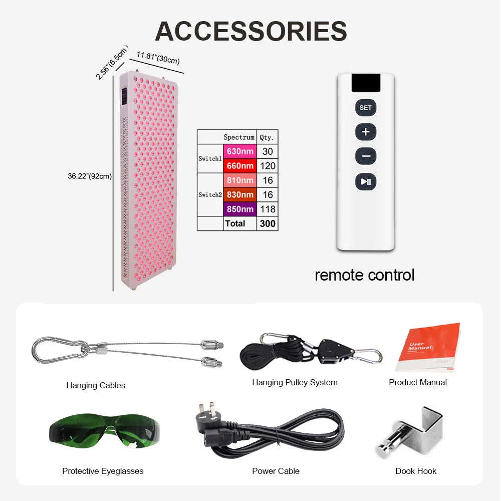 Red Light Therapy OEM/ODM 5 Wavelengths Pulse Model Full Body Use 300-3600W Infrared PDT Touch Screen LED Red Light Therapy Panel Device