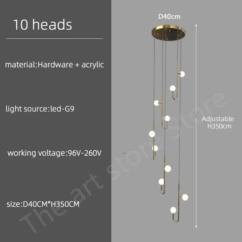 Modern Duplex Staircase LED Pendant Light - Living Room Long Hanging Lamp