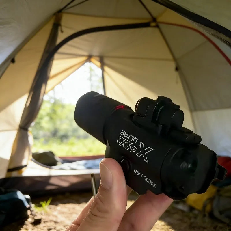 X400 Mini Pistol Flashlight with Strobe Mode - Compact LED Weapon Light for Picatinny & GL Rails