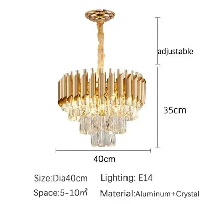 Home Appliance Crystal Ceiling Chandelier Luxury Dining Room Pendant Lamp Modern New Living Room Decor LED Bedroom Hanging Light