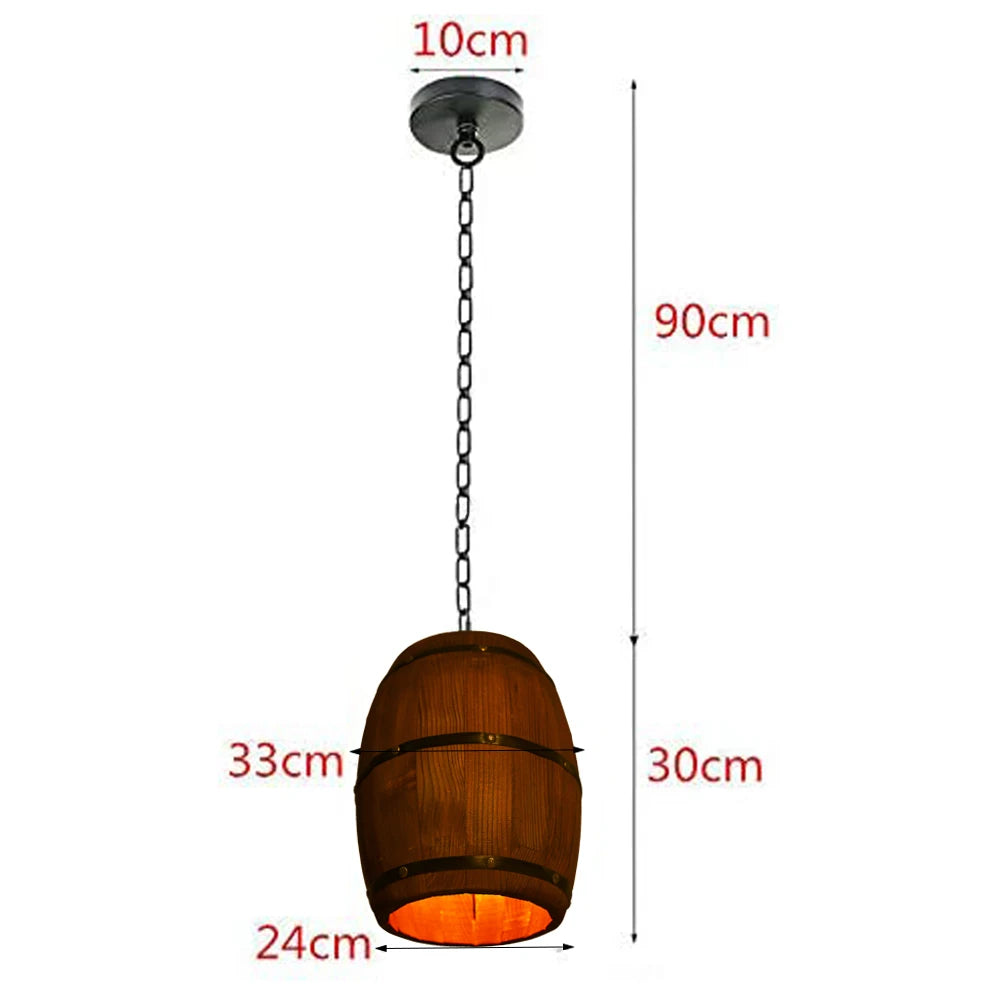Retro Wood Wine Barrel Pendant Light,Industrial Ceiling Lamp ,Vintage Chandelier Light Fixtures for Bar Cafe Home Restaurant