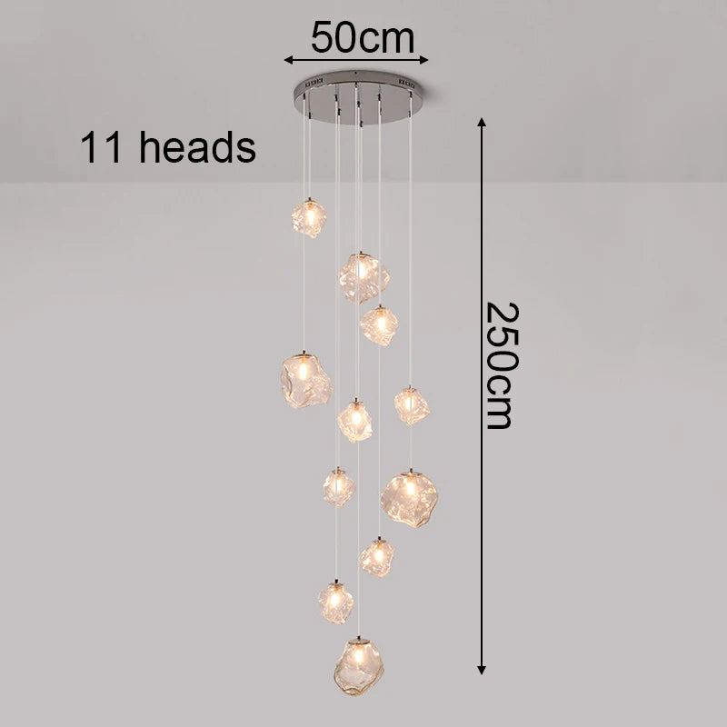 Modern Staircase LED Ceiling Chandelier - Luxury Long Hanging Pendant Light for Living Room