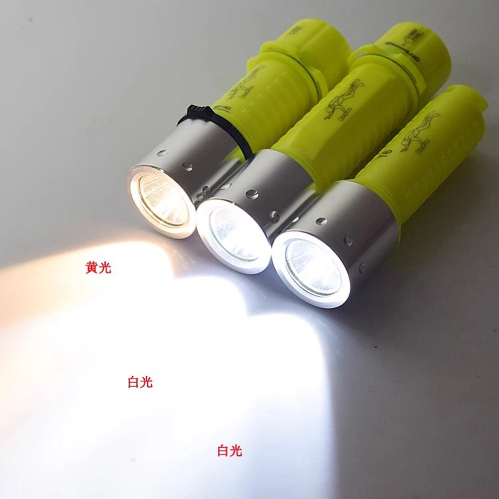 IPX8 Waterproof Rechargeable Dive Light | Super Bright 3-Mode Submersible Scuba Flashlight