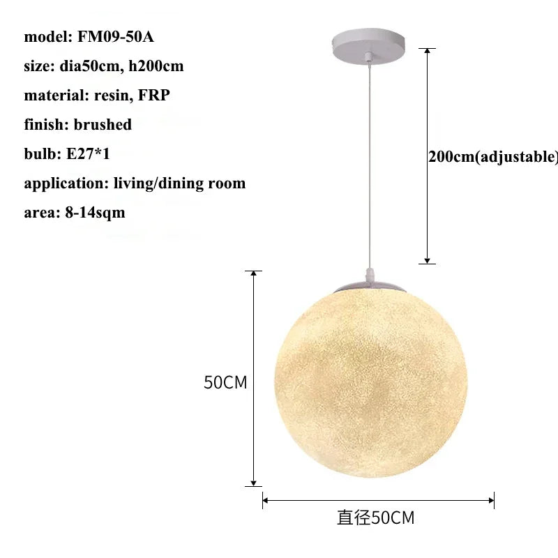 Nordic Moon Led Pendant Lights Lighting Living Dining Room Decor Chandeliers Restaurant Cafe Bar Hanging Lamp Bedroom Luminaire