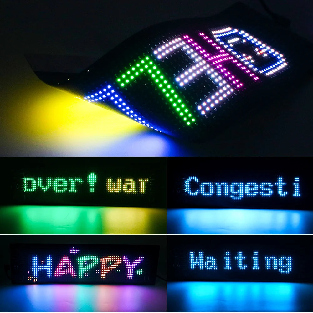 Programmable RGB LED Car Sign - Bluetooth App Scrolling Advertising Display
