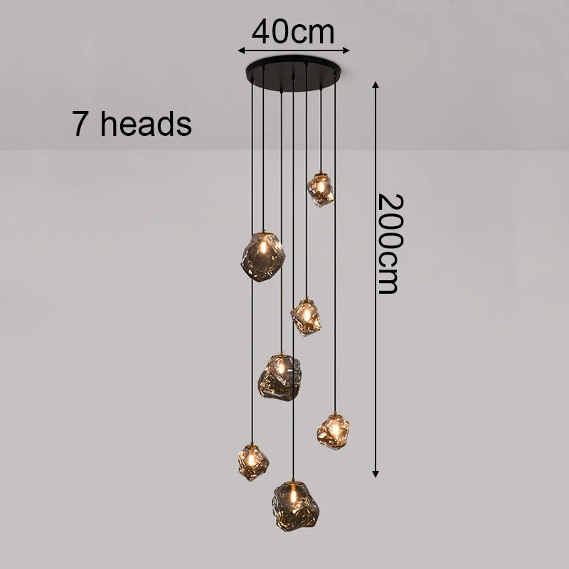 Modern Staircase LED Ceiling Chandelier - Luxury Long Hanging Pendant Light for Living Room