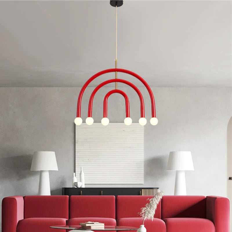 Beautiful Rainbow E14 Bulb Home Pendant Lamp Kitchen Dining Room Lighting Fixtures Colorful Metal Bedroom Luminaire Suspension