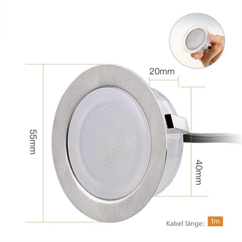 LED Deck Lights 12V Dimmable Underground Lamp | Recessed Outdoor Stair Lighting | IP67 Waterproof Garden Lights