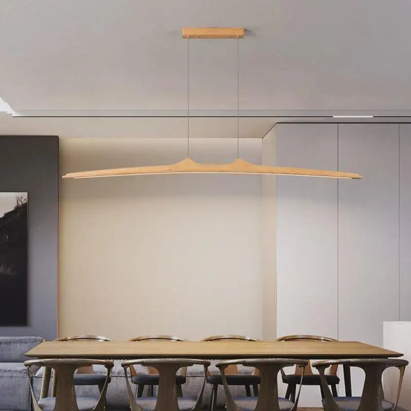 Retro Camur linear Pendant light walnut wood grain long strip lamps Restaurant Hanging Lamp Loft Artistic creativity dining room