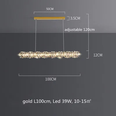 Modern Luxury K9 Crystal Led Dimmable Pendant Lights Living Dining Room Ring Hanging Lamp Lustre Led Suspend Lamp Decor Fixture