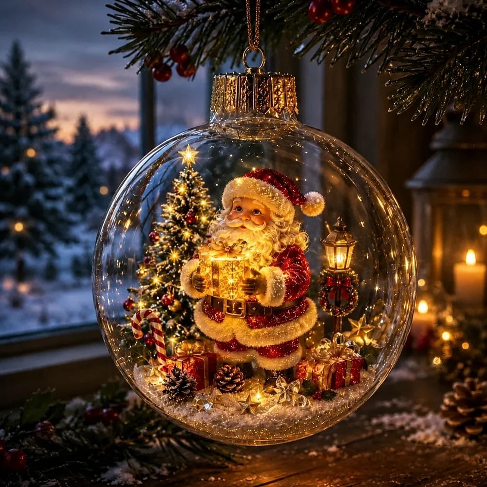 Glowing Lighted Christmas Ball Ornament Glass Hanging Pendant for Christmas Tree Holiday Home Party Decoration Christmas Party