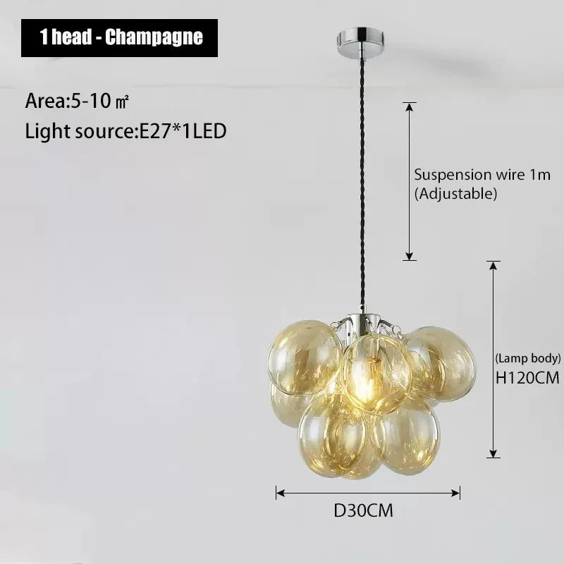 Nordic Balloon Bubble Lighting Boy Children's Bedroom Chandelier Living Room Model Restaurant Creative Ash Glass Lamp