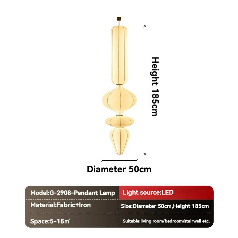 Nordic Silk Pendant Lamp For Staircase Living Room Loft Italian Designer White Silk Pendant Lights Led Hanging Chandelier
