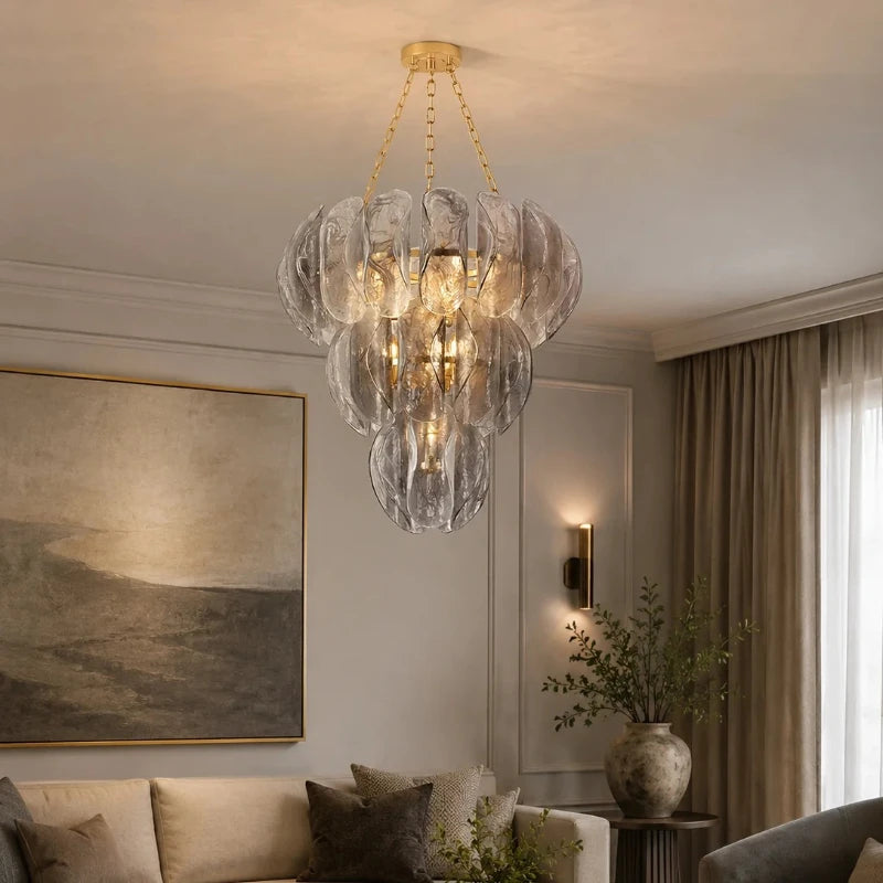 Luxury Murano Glass Chandelier (French Vintage Style) - Handcrafted Artisan Pendant Hanging Light Fixture for Living Room & Ceiling Decor