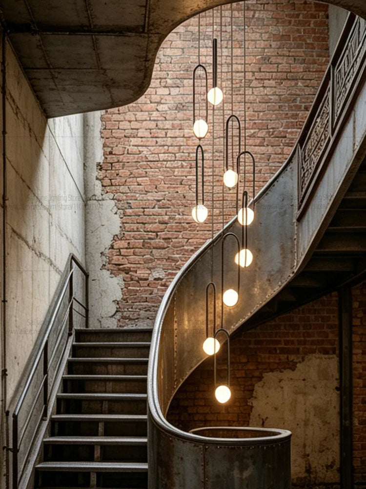 Nordic Home Decor LED Chandelier Villa Living Room Ceiling Light Suspended Staircase Pendent Lamp Dining Table Pendent Light