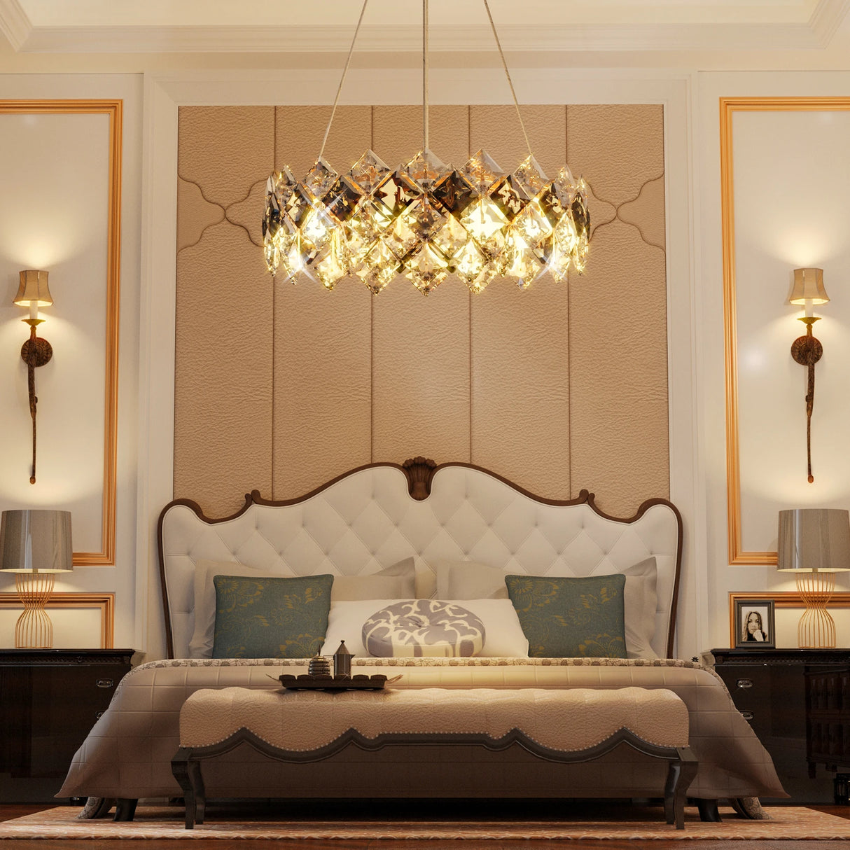Luxury Crystal Chandelier Shining Ceiling Light Pendant Lamp Hanging Hallway Living Room