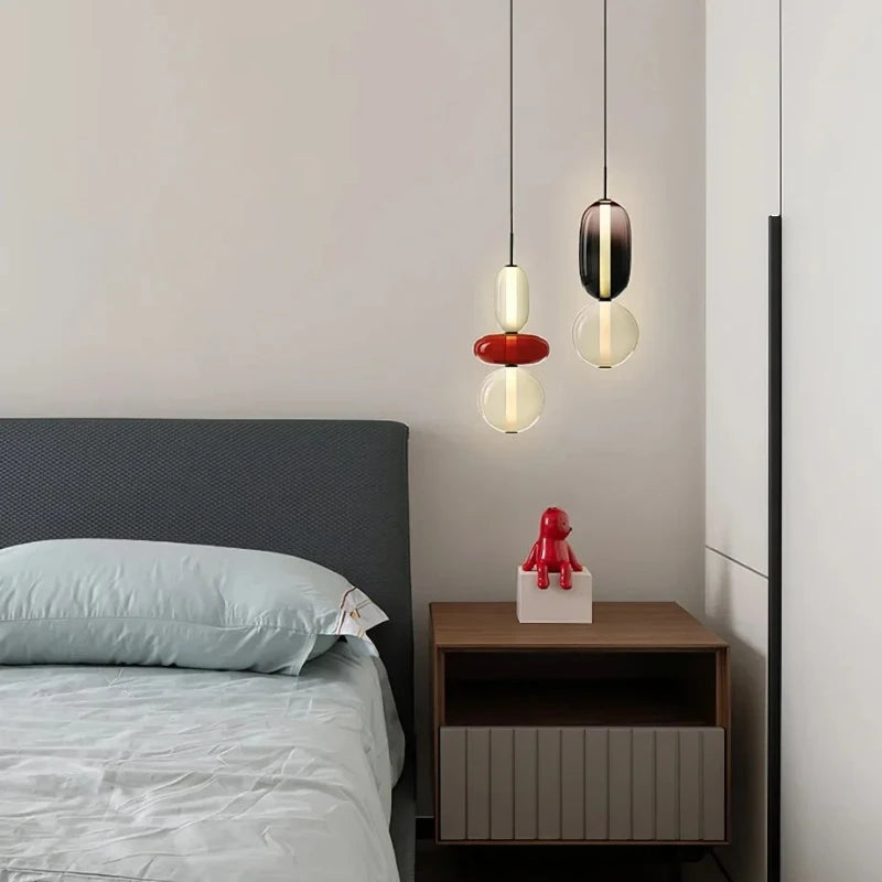 LED Pendant Light Restaurant Candy Glass LED Chandelier Luxury Stair Villa Master Bedroom Ceiling Lamps Home Decor Lamp Designer