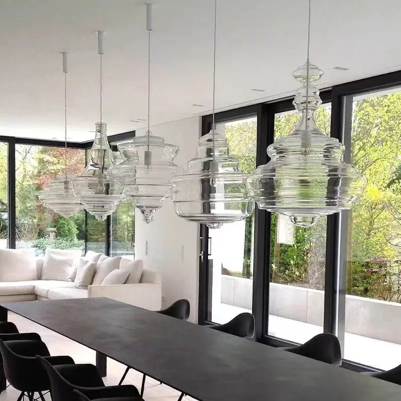 Italian Designer Industrial Water Grain Galss Glass Lamp Dining Room Hanging Lights Staircase Kitchen Island Lighting
