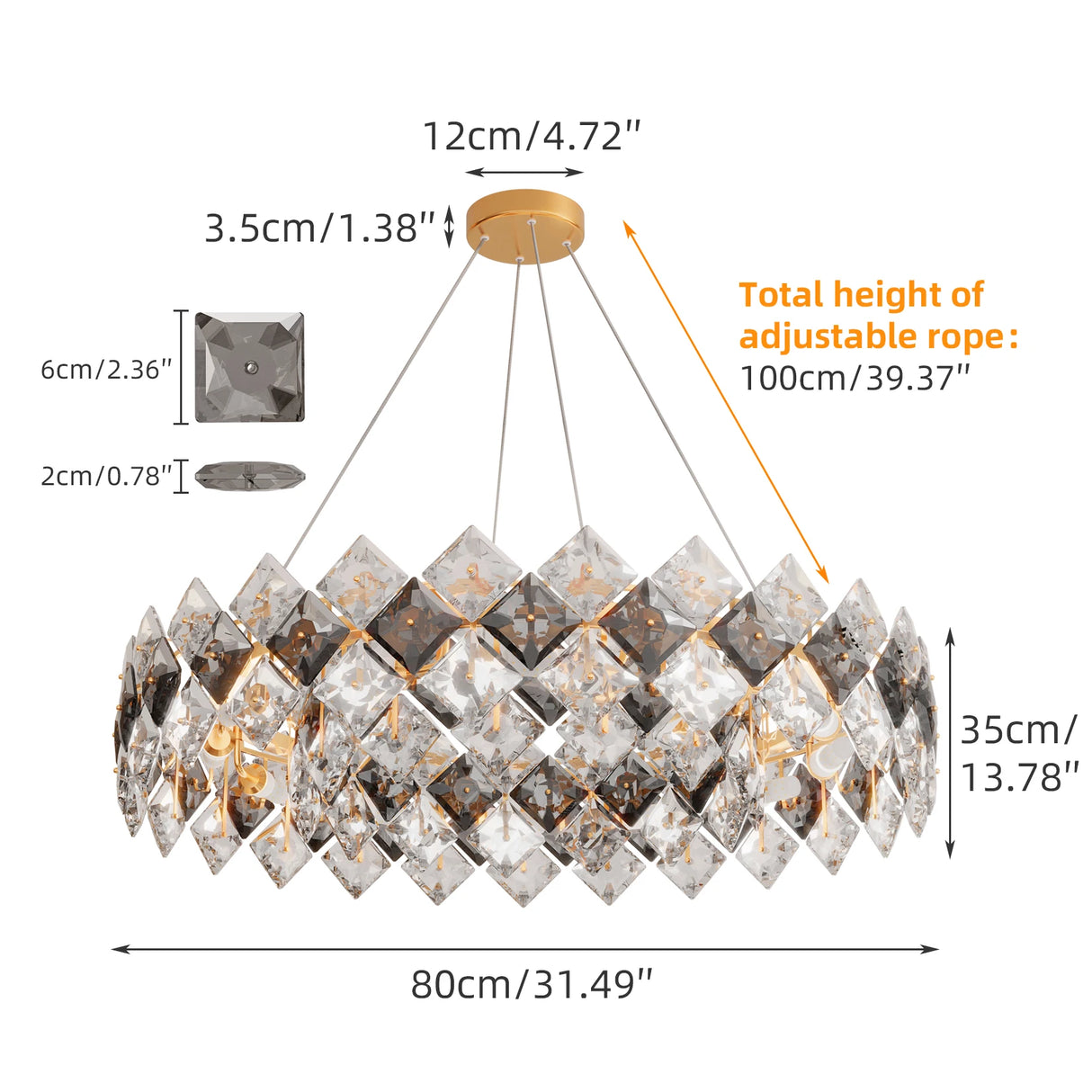 Luxury Crystal Chandelier Shining Ceiling Light Pendant Lamp Hanging Hallway Living Room