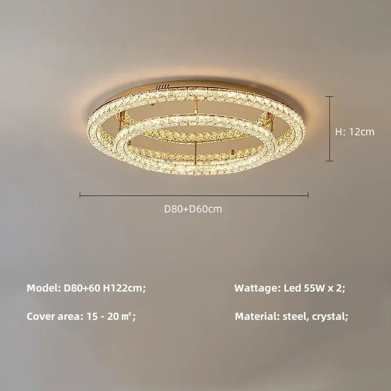 Luxuy gold LED Ceiling lamp modern crystals round ceiling chandelier for living room hotel hall bedroom restaurant lighting