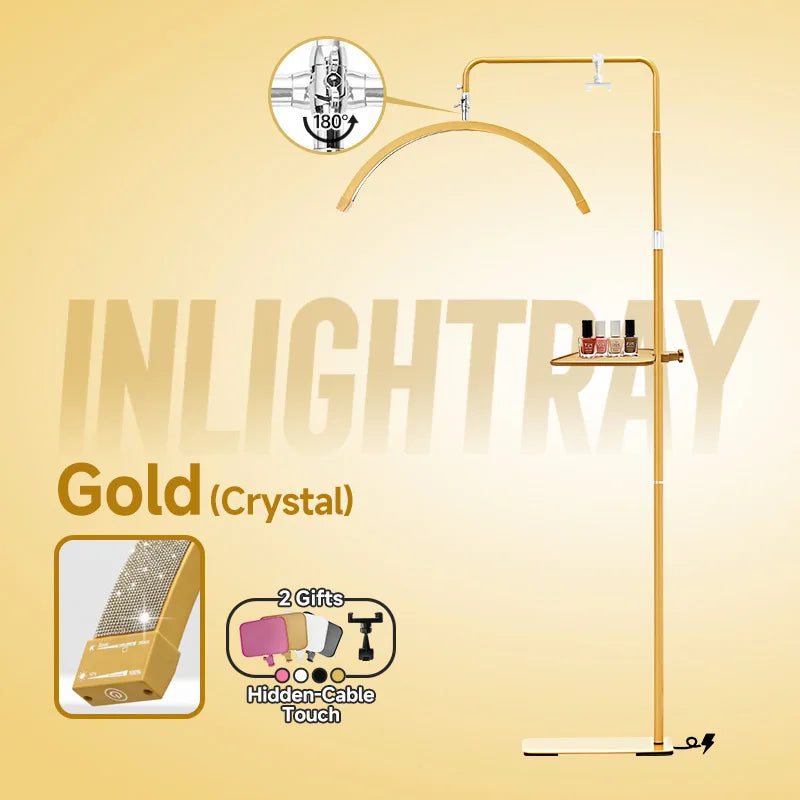 2027 New Free Logo L80 LED Lash Light Half-Moon Beauty Floor Lamp for Eyelash Extensions Hidden Cable Touch Salon Nail Tattoo