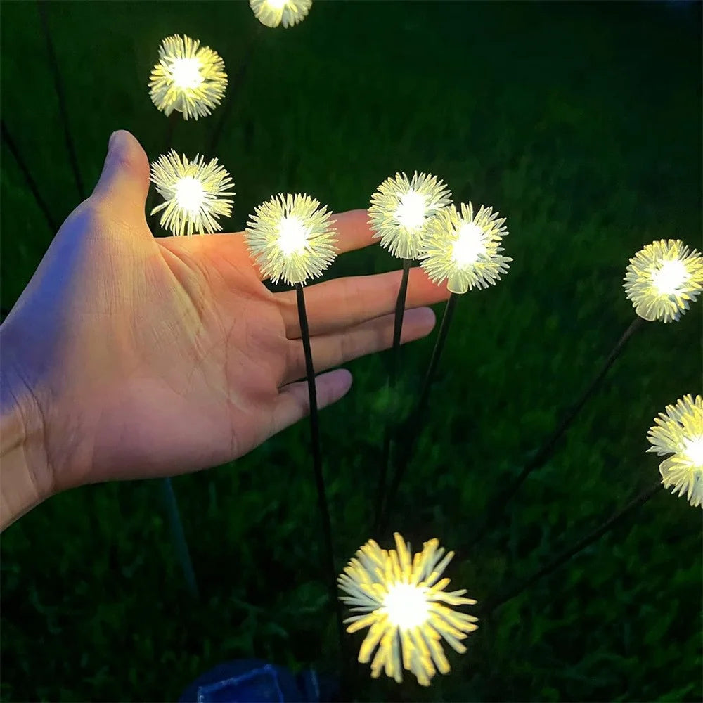 LED Solar Dandelion Lawn Lamp - Waterproof Ground Plug Landscape Lighting