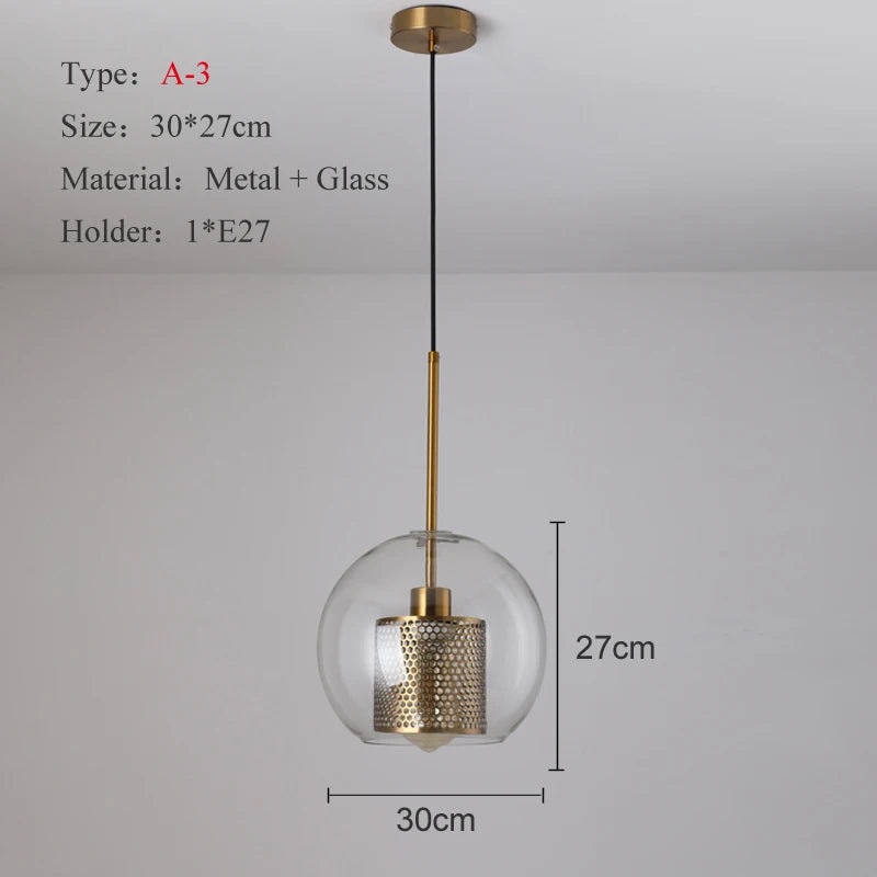 Loft Modern Pendant Light Glass Ball Hanging Lamp Kitchen Fixture Dining Hanglamp Living Room Ceiling Lamps LED s