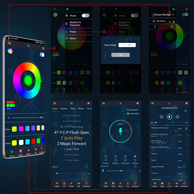 Flexible Under glow Strip Light LED Underbody Remote APP Control RGB Neon Lights Atmosphere Lamp for Auto Decoration