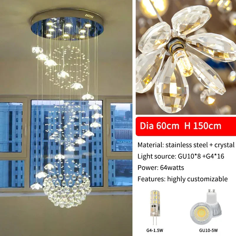 New Modern Chandeliers For Duplex Building Living Room Staircase Pendant Lamp Nordic Loft Spiral Long Chandelier Lustre Fixtures