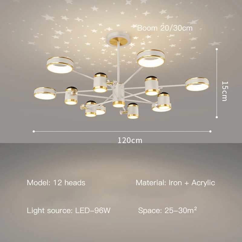 2025 Modern LED Chandelier For Living Room Bedroom Dining Room Kitchen Smart Remote Ceiling Pendant Light Indoor Decorative Lamp