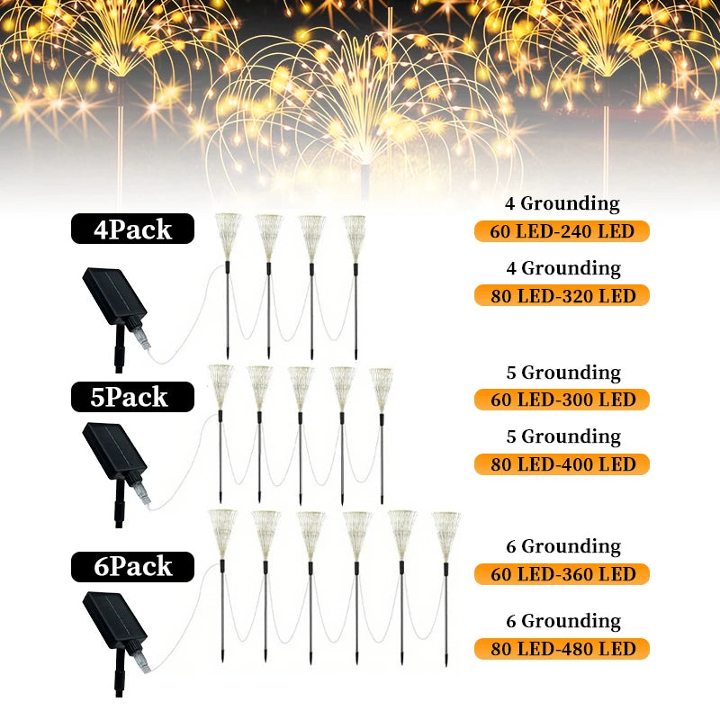 6Pack Outdoor Solar Garden Lights LED Garden Lights 8 Lighting Modes Courtyard Lamp IP65 Solar Landscape Light