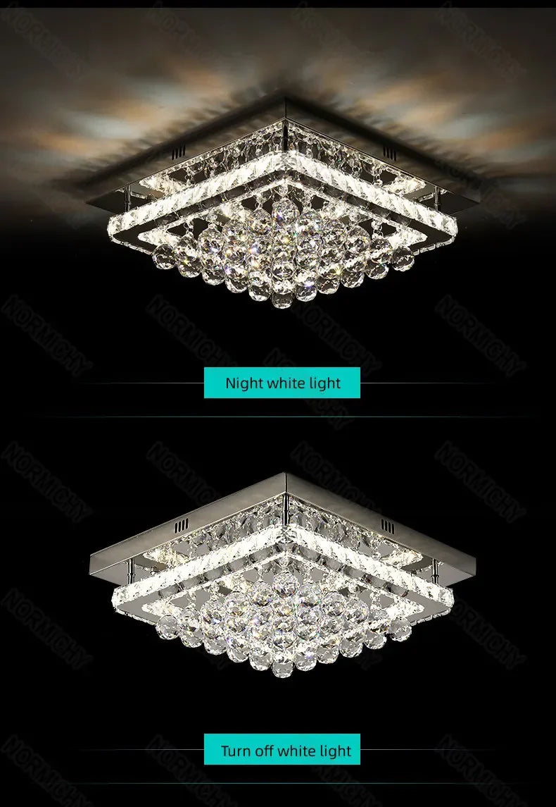 Modern Luxury Crystal LED Chandelier For Living Room Bedroom Dining Room Kitchen Ceiling Lamp Silver Chrome Remote Control Light